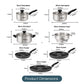 RACO SmartStart Duo Stainless Steel and Ceramic Induction 7 Piece Cookware Set