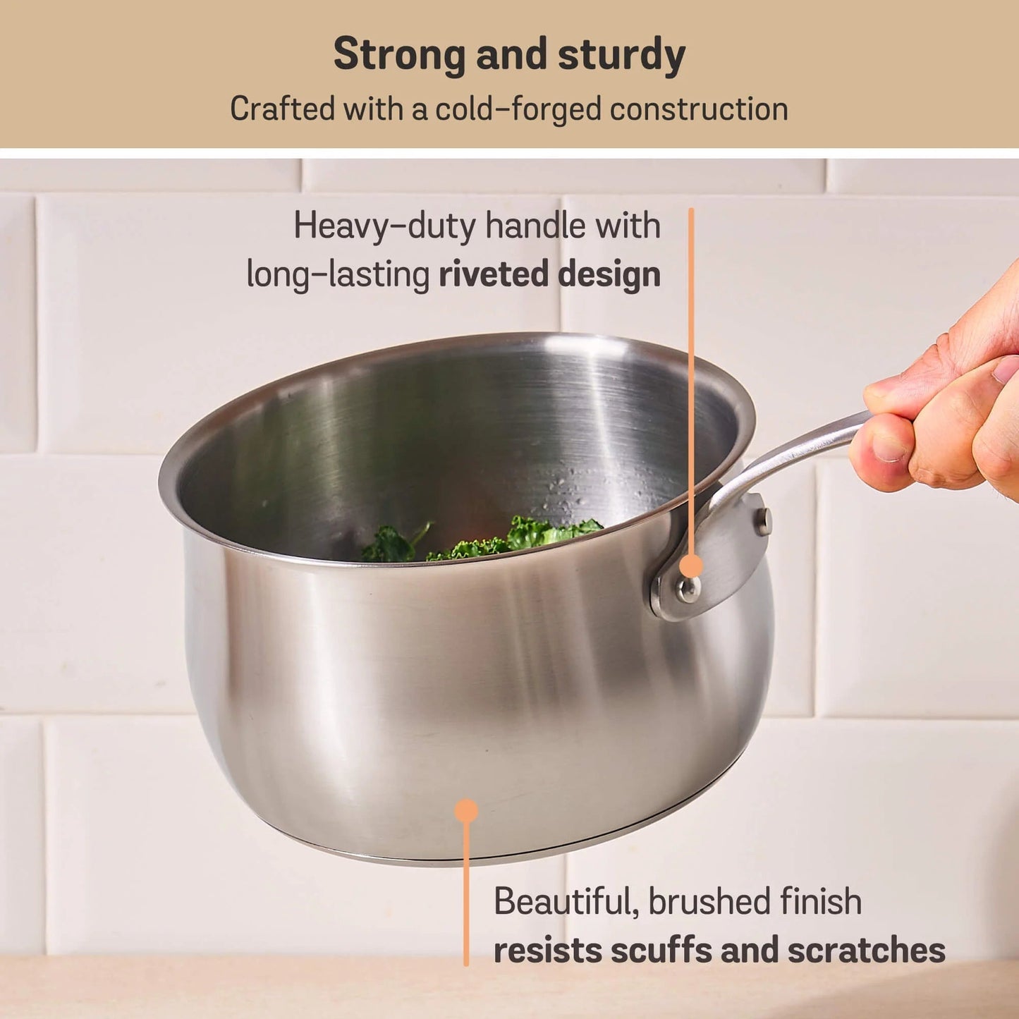 Meyer White Steel Stainless Steel Induction Saucepan With Glass Lid 18cm