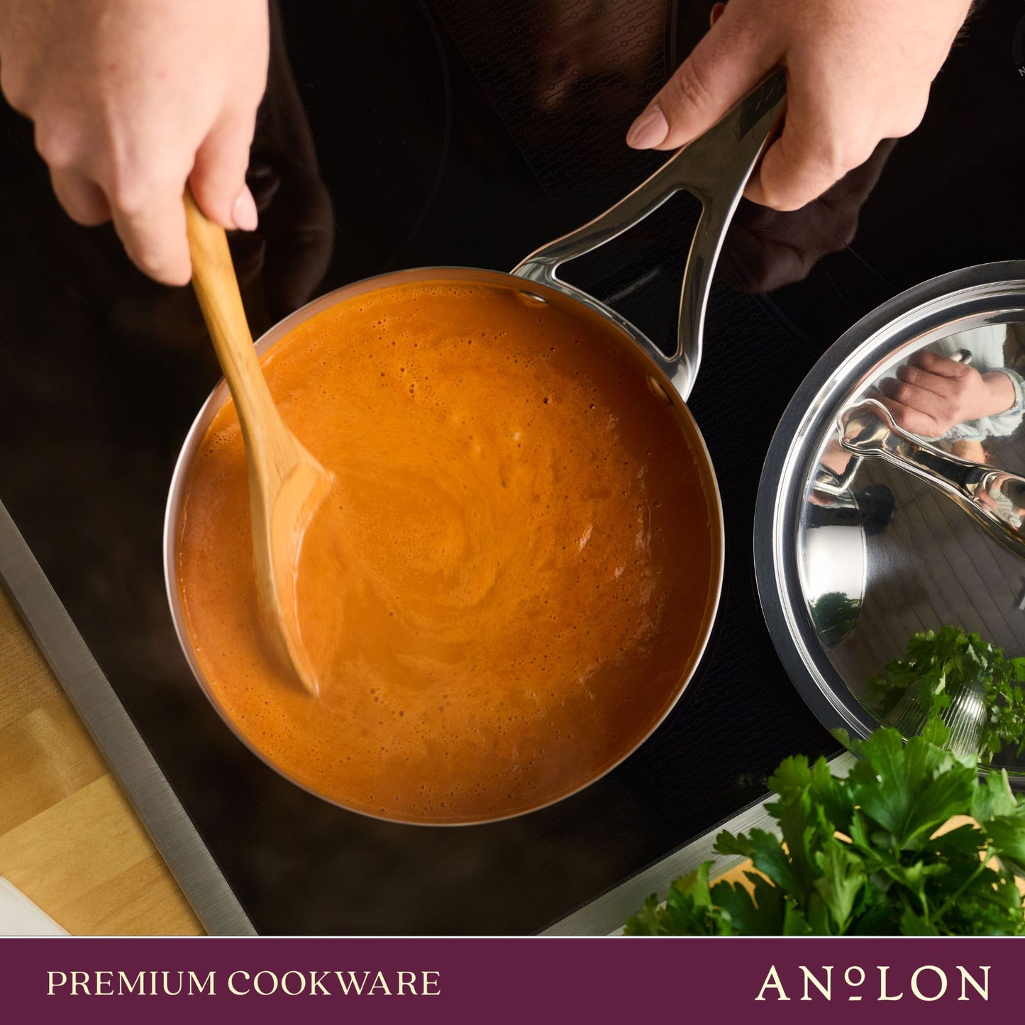 Anolon Nouvelle Copper Stainless Steel Induction Covered Saucier 20cm/2.4L