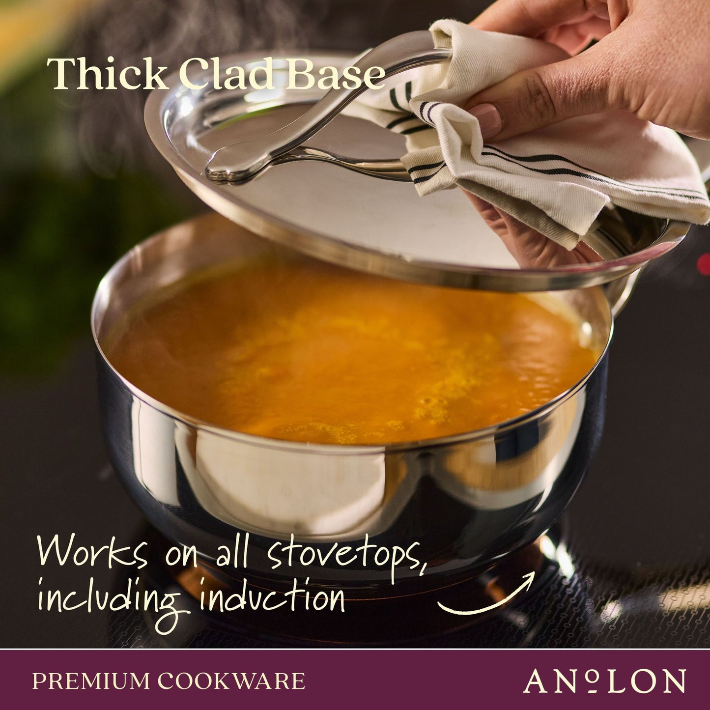 Anolon Nouvelle Copper Stainless Steel Induction Covered Saucier 20cm/2.4L