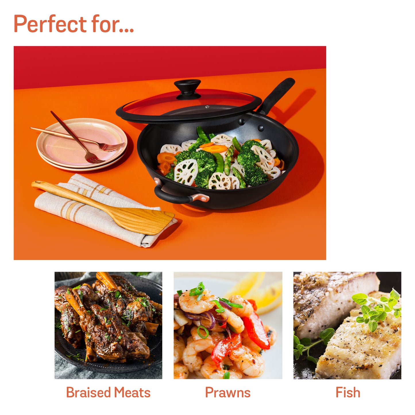 Meyer Accent Nonstick Induction Covered Stirfry 32cm