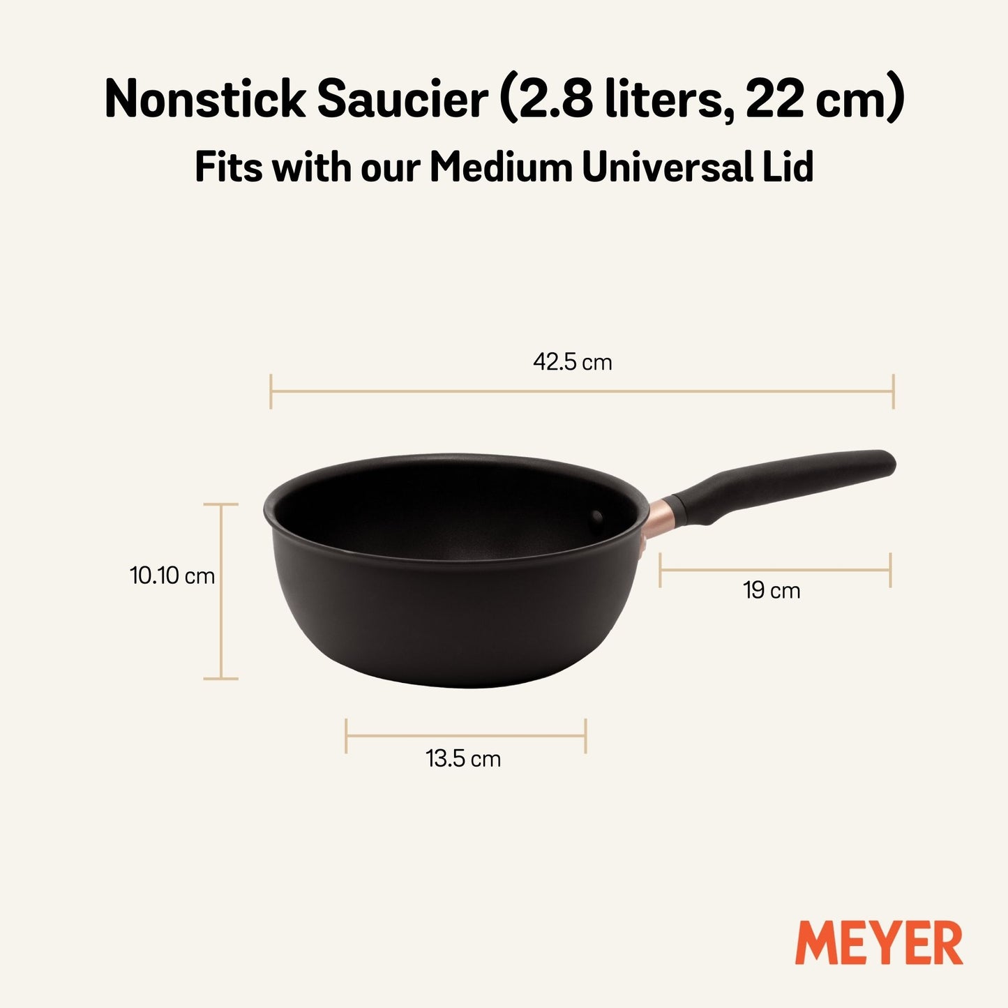 Meyer Accent Nonstick Induction Open Saucier 22cm/2.8L