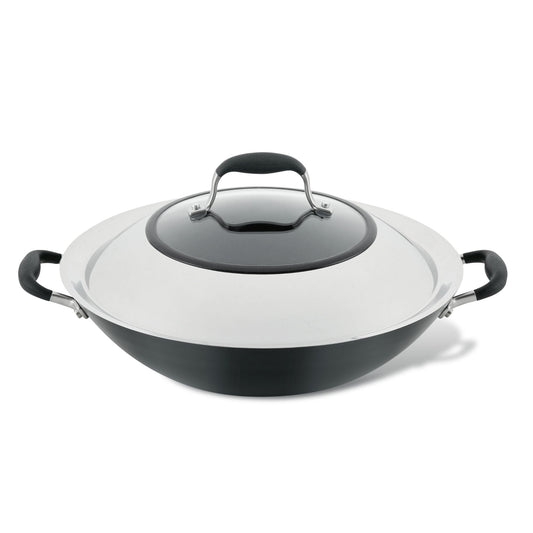 Anolon Advanced Home Covered Wok with Side Handles 36cm Onyx