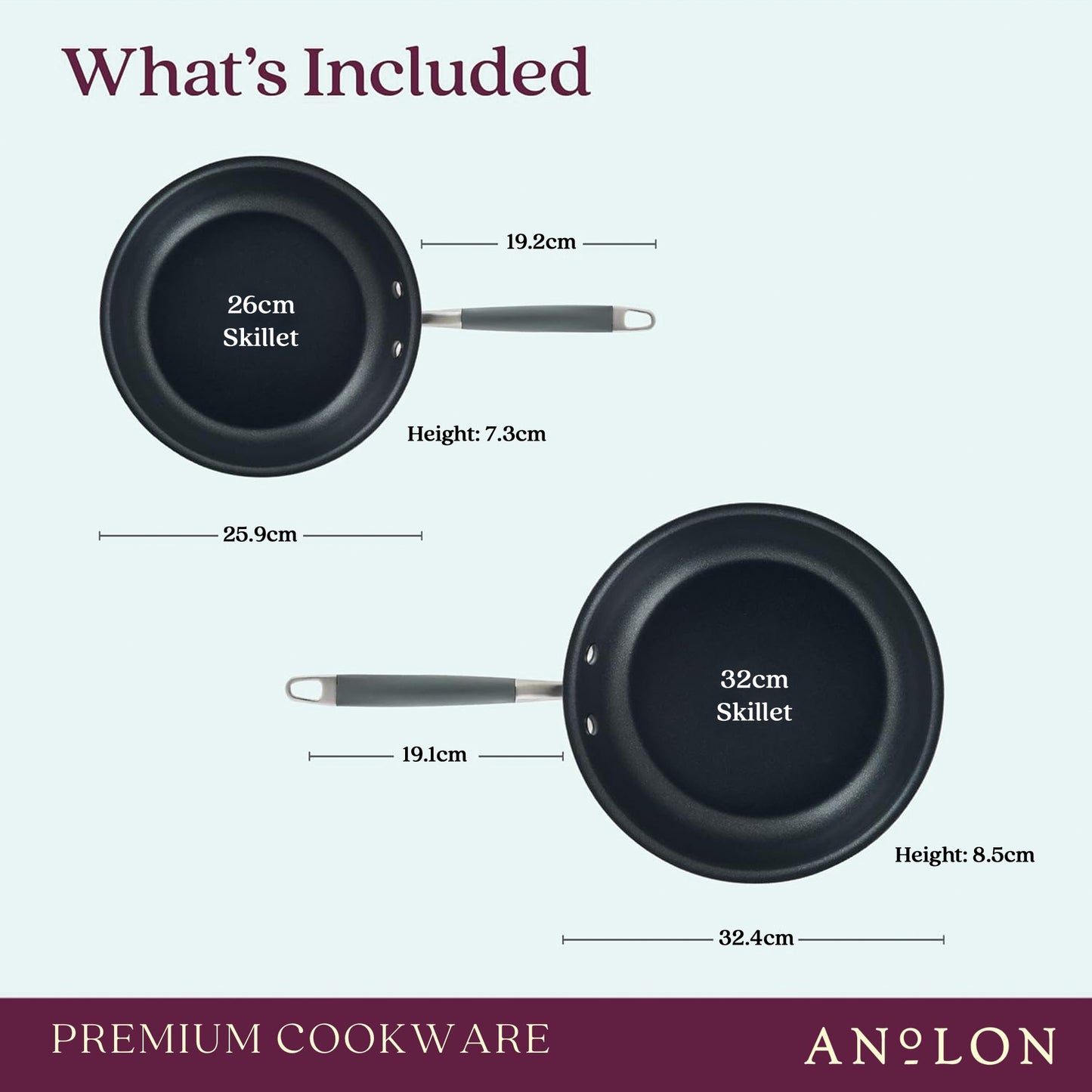 Anolon Advanced Home Nonstick Skillet Twin Pack 26/32cm Onyx