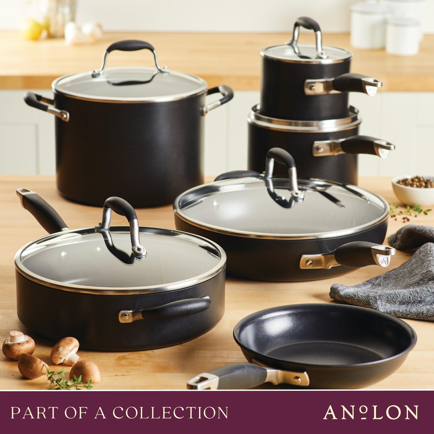 Anolon Advanced Home Nonstick Skillet Twin Pack 26/32cm Onyx