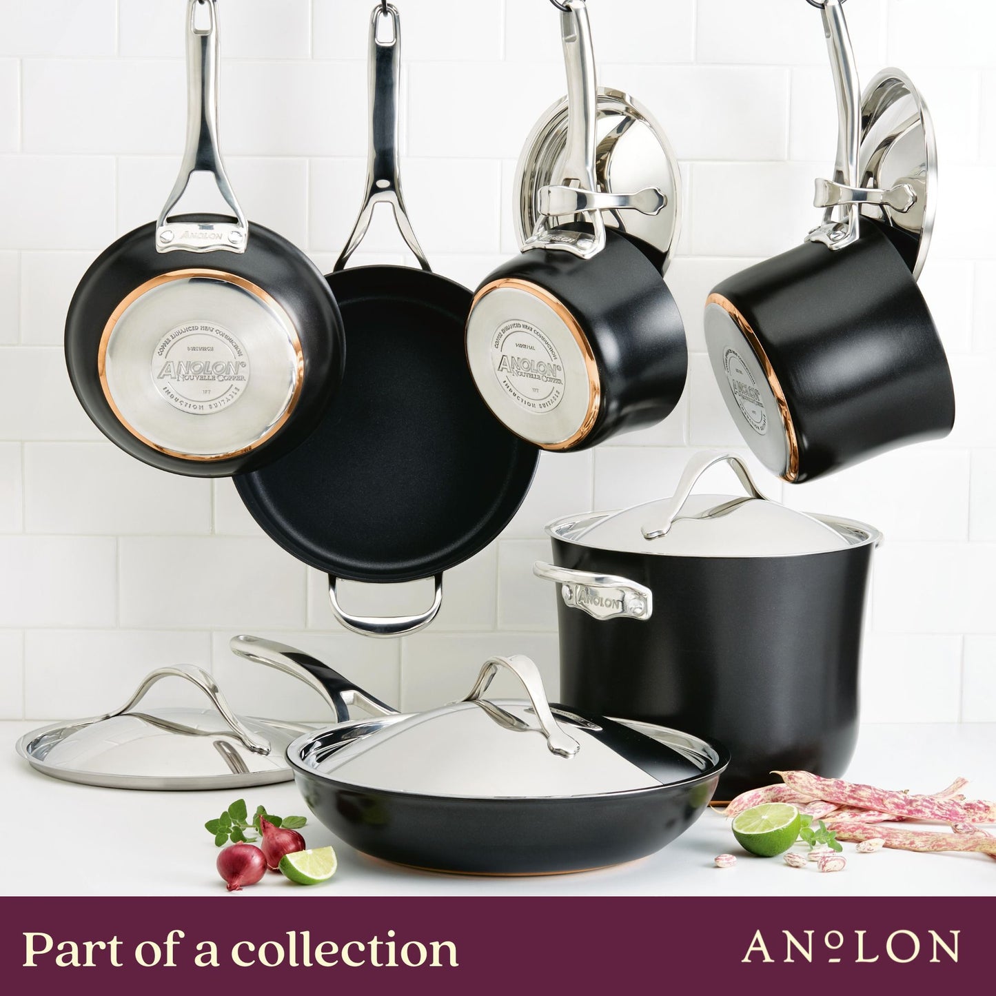 Anolon Nouvelle Copper Luxe Nonstick Induction Covered Saucepot 20cm/3.8L Onyx