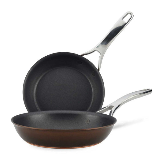 Anolon Nouvelle Copper Luxe Nonstick Induction Skillet Twin Pack 22/25cm Sable