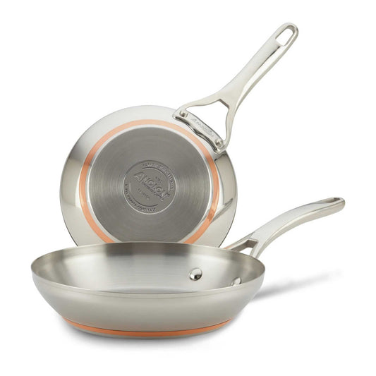 Anolon Nouvelle Copper Stainless Steel Induction Skillet Twin Pack 20/24cm