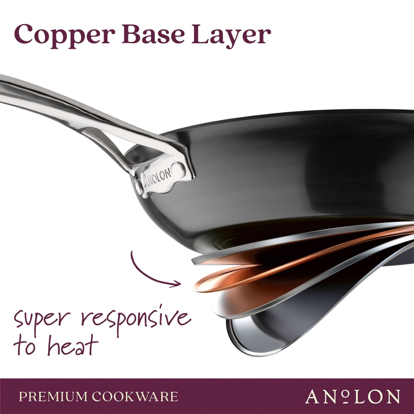 Anolon Nouvelle Copper Luxe Nonstick Induction Covered Saucepot 20cm/3.8L Onyx