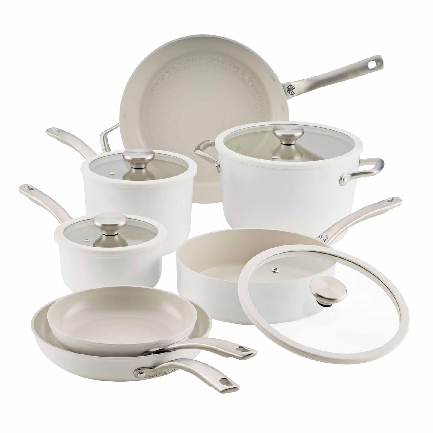 Circulon Halo With LaserDefense™ 11 Piece Cookware Set Pearl White