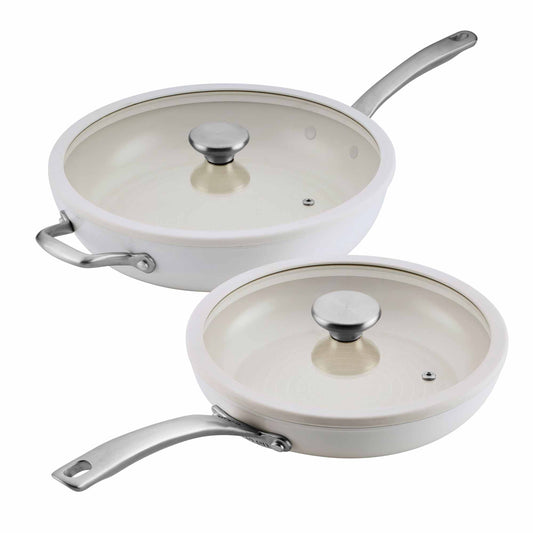 Circulon Halo With LaserDefense™ 25/30cm Covered Skillet Set Pearl White