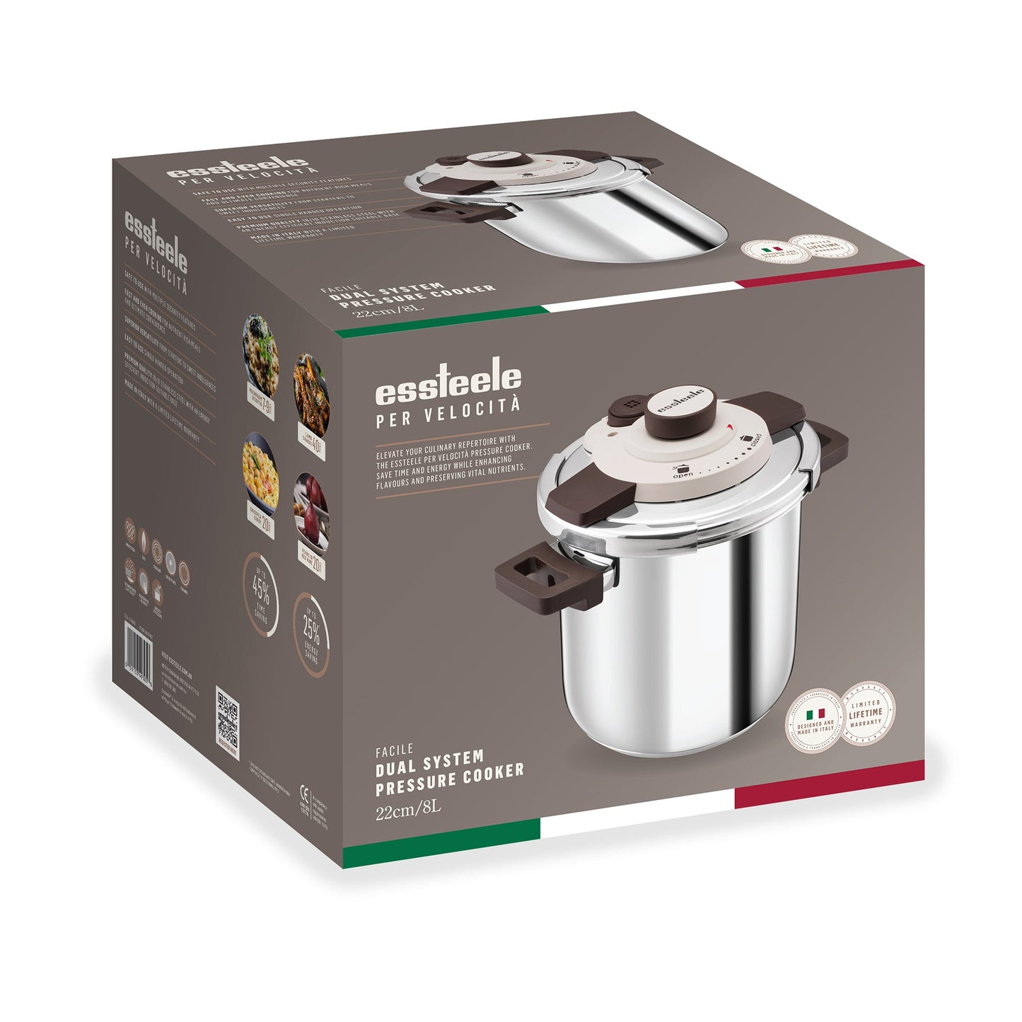 Essteele Per Velocità Stainless Steel Pressure Cooker 22cm/8L
