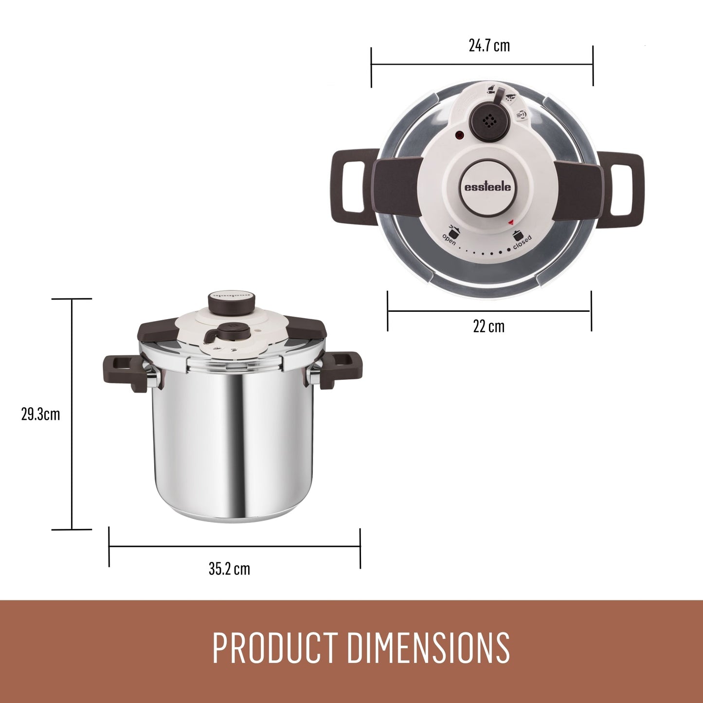 Essteele Per Velocità Stainless Steel Pressure Cooker 22cm/8L