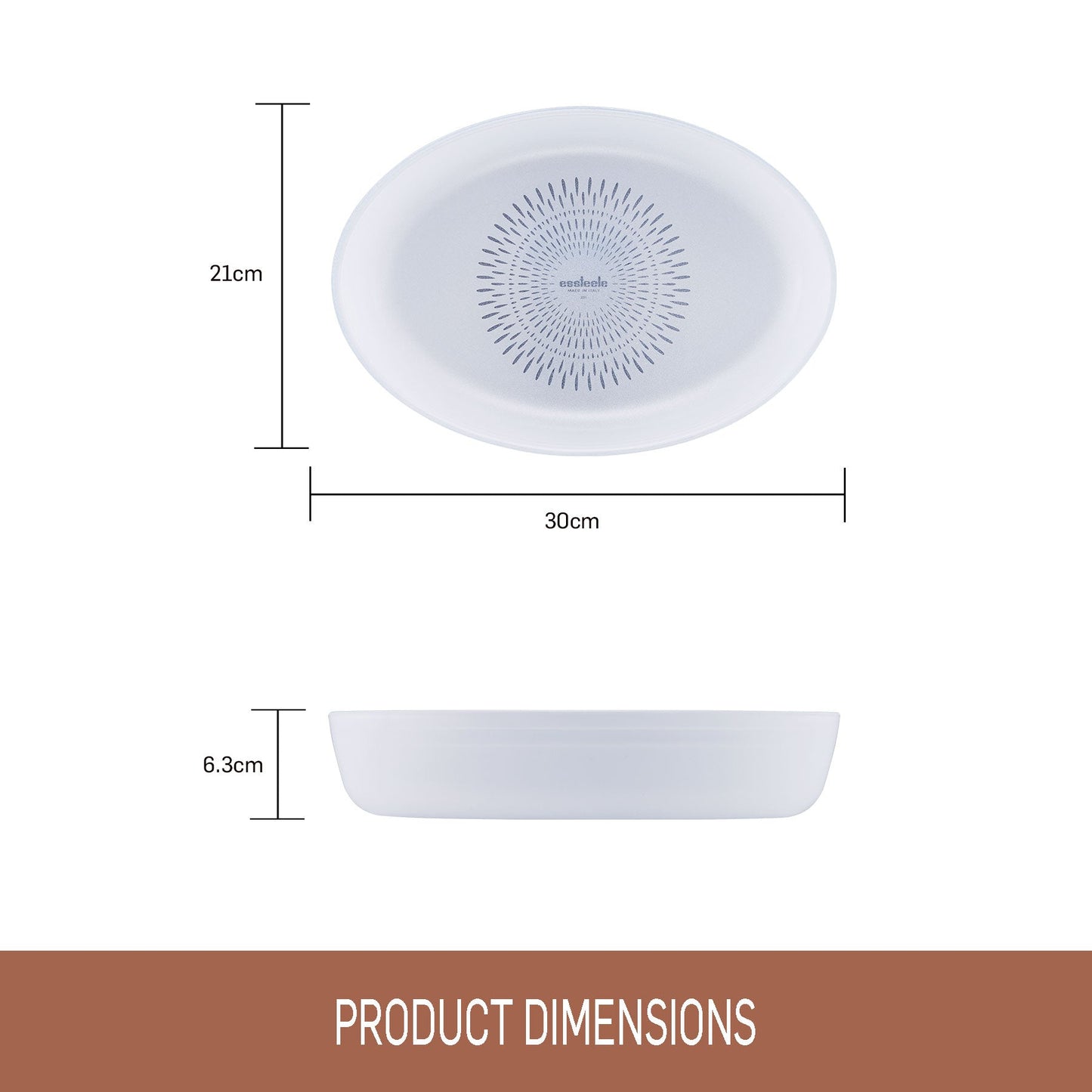 Essteele Glass Ceramic Nonstick 1.9L Medium Oval Dish 30 x 21 x 6.3cm