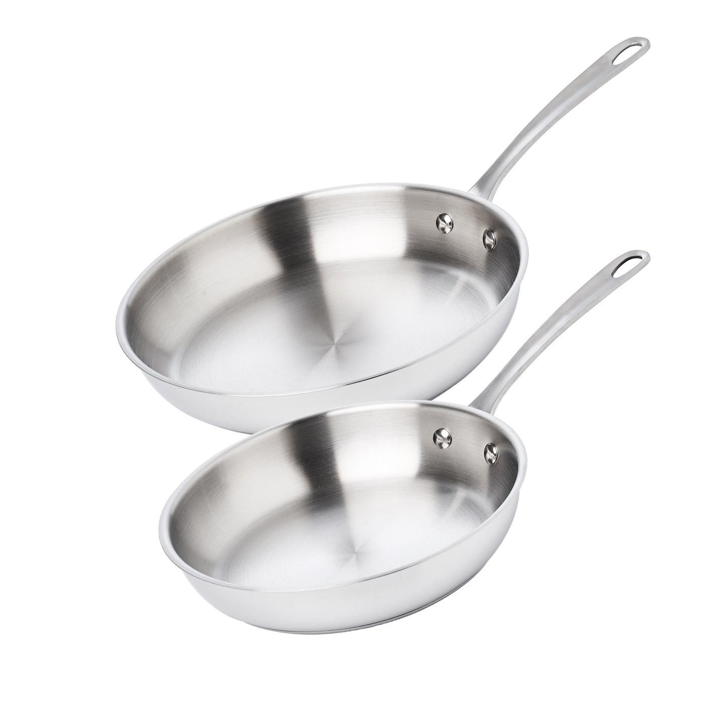 Meyer White Steel Stainless Steel Induction 24/28cm Frypan Twin Pack