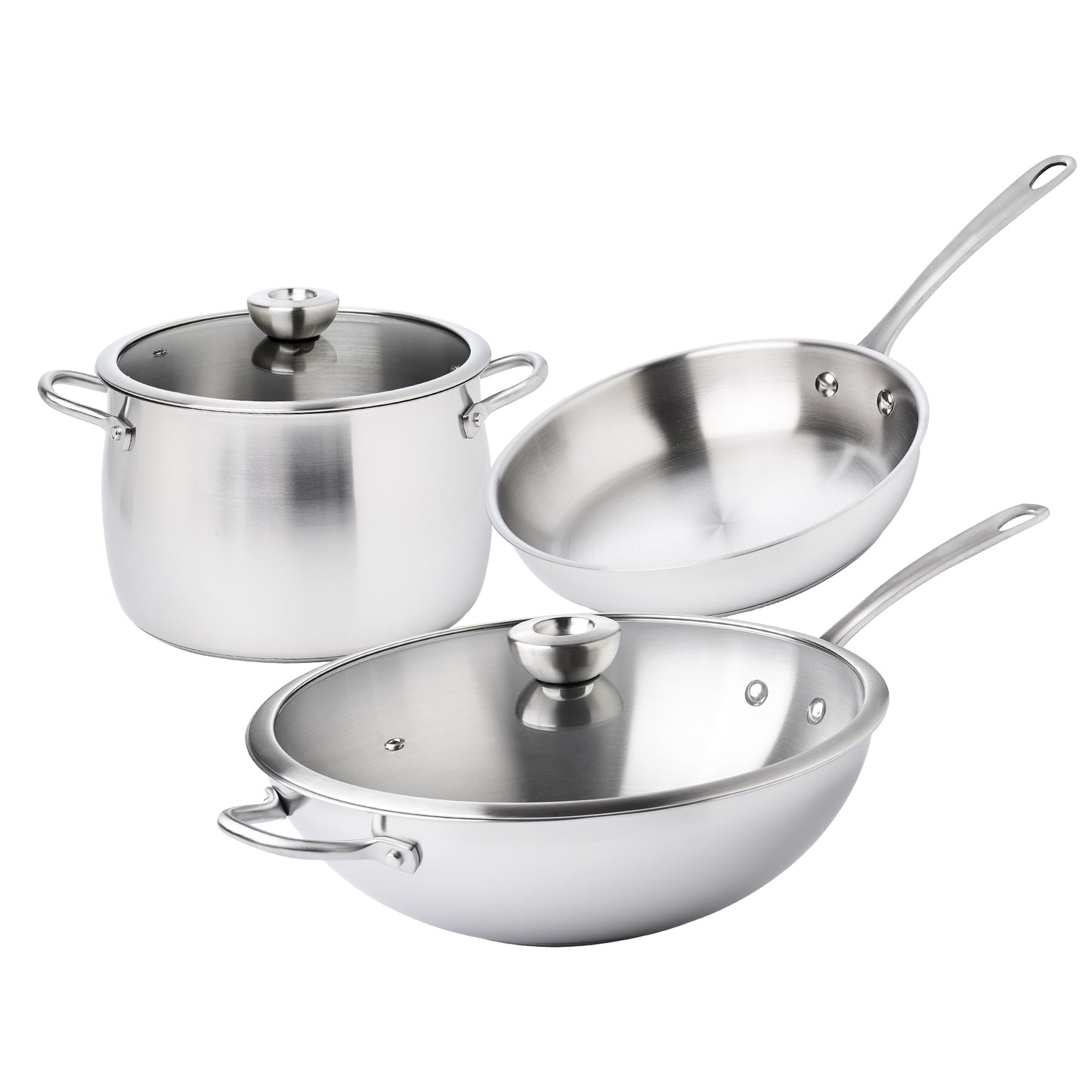 Meyer White Steel Stainless Steel Induction 3 Piece Complete Set