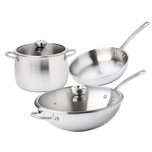 Meyer White Steel Stainless Steel Induction 3 Piece Complete Set