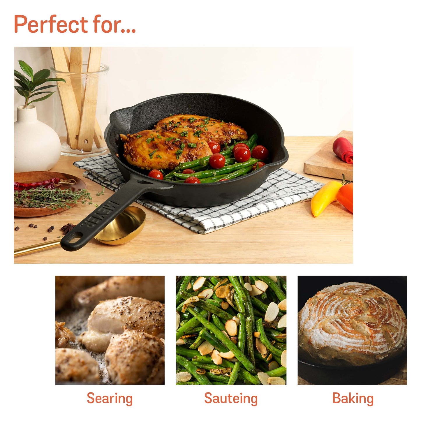 Meyer Pre-Seasoned Cast Iron Induction Skillet  24cm