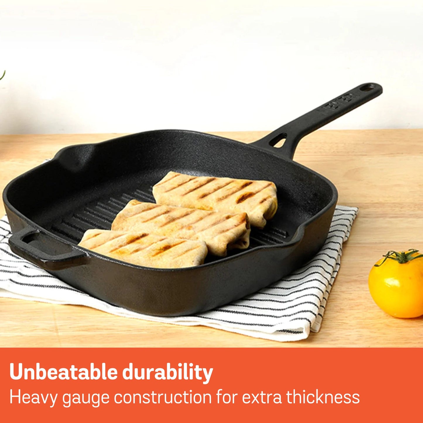 Meyer Pre-Seasoned Cast Iron Grill Pan 25cm