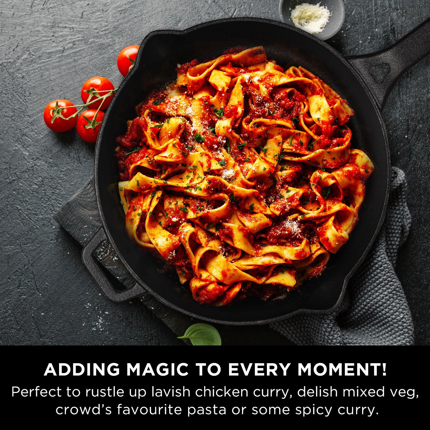 Additional angle: For searing, frying and everyday cooking – pre-seasoned cast iron – Meyer Pre-Seasoned Cast Iron 22/26cm Skillet Pack