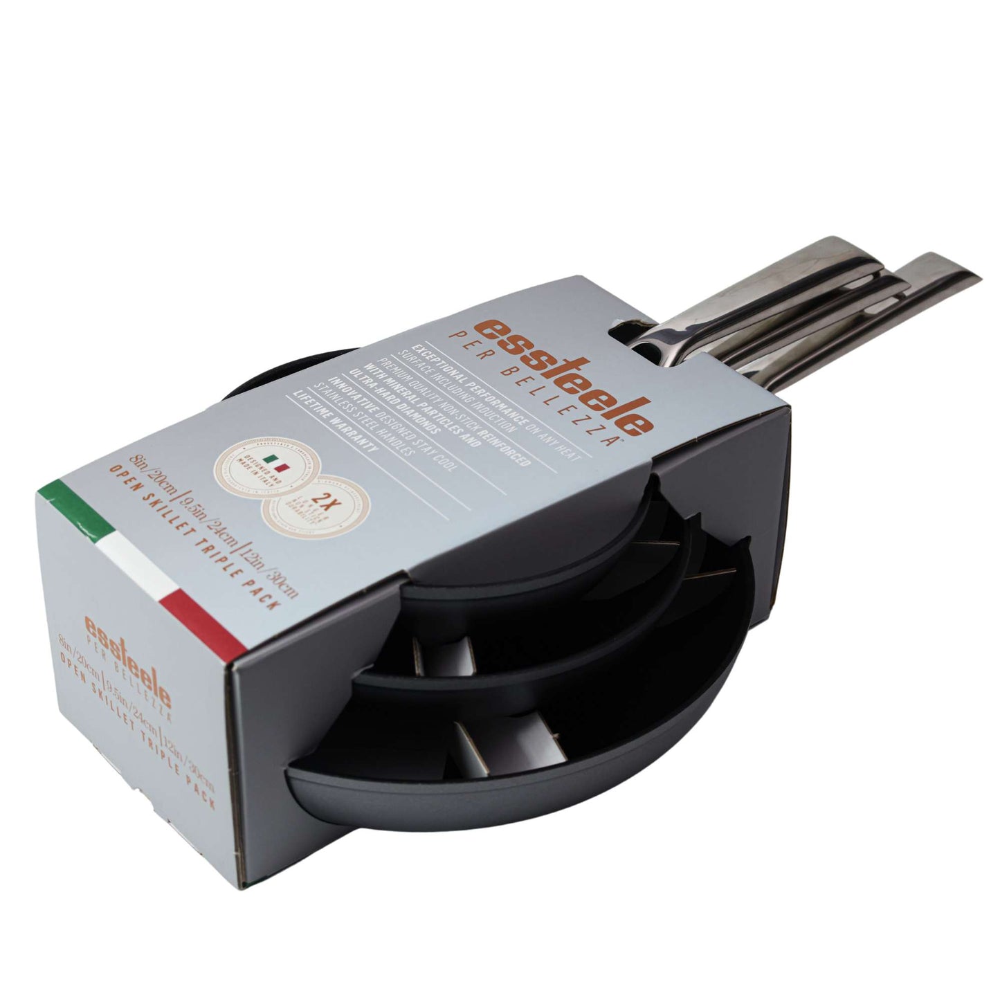 Essteele Per Bellezza Nonstick Open Skillet Triple Pack 20/24/30cm Grey