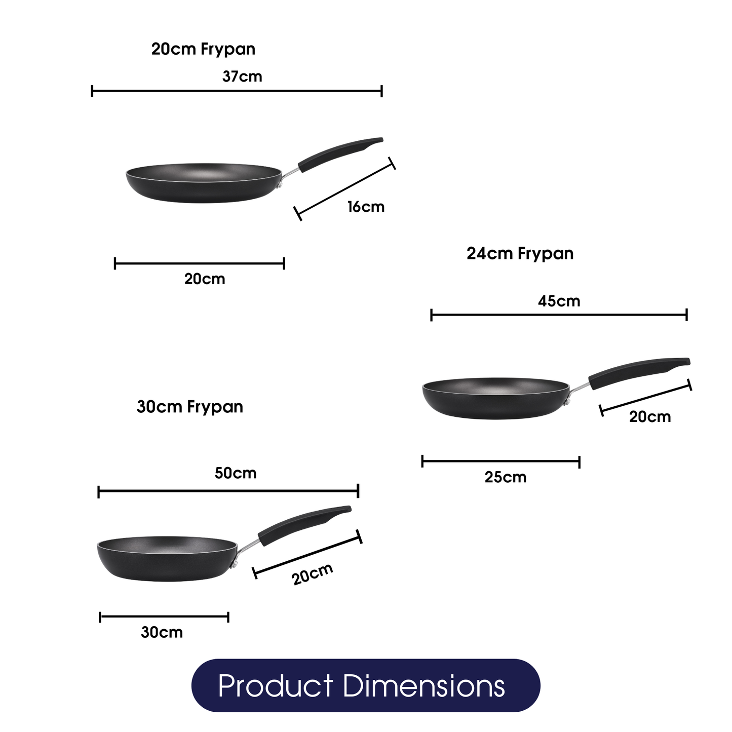 RACO Smartstart Nonstick Induction Frypan Triple Pack 20/24/30CM