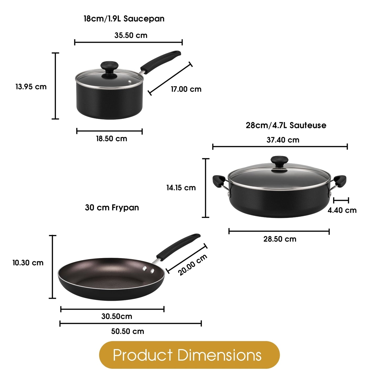 RACO Smartstart Nonstick Induction 3 Piece Cookware Set