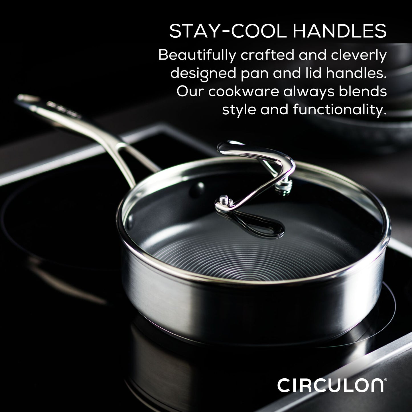 Circulon S-Series Nonstick Stainless Steel Induction 3 Piece Saucepan Set