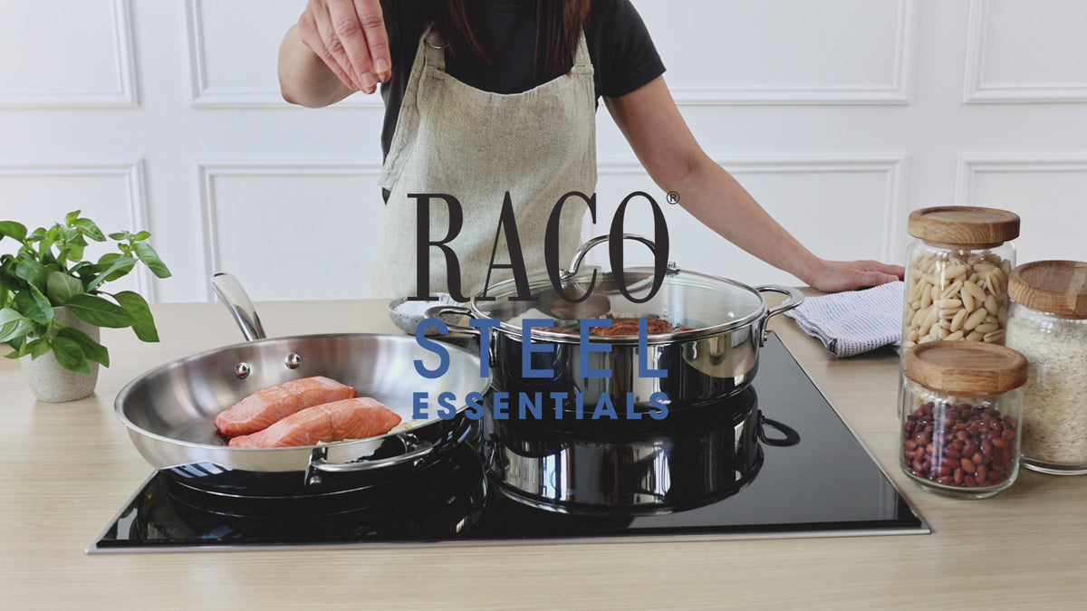 RACO Steel Essentials range video – RACO Steel Essentials Stainless Steel Induction Covered Saucepot 20cm/3.8L