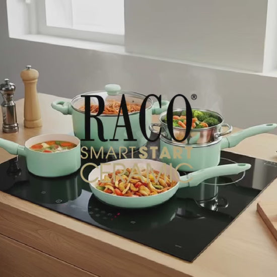 RACO SmartStart Ceramic range video – RACO SmartStart Ceramic Nonstick Induction Twin Pack Frypans 22cm/28cm Lichen