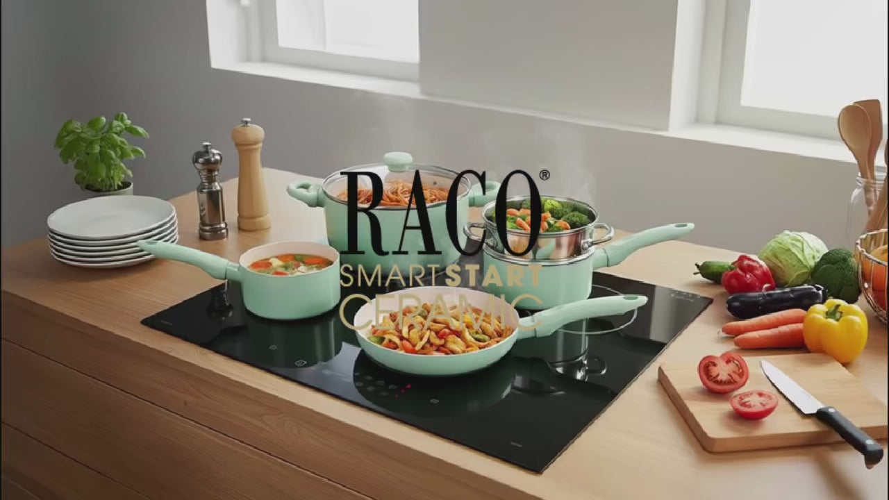 RACO SmartStart Ceramic range video – RACO SmartStart Ceramic Nonstick Induction Twin Pack Frypans 22cm/28cm Lichen