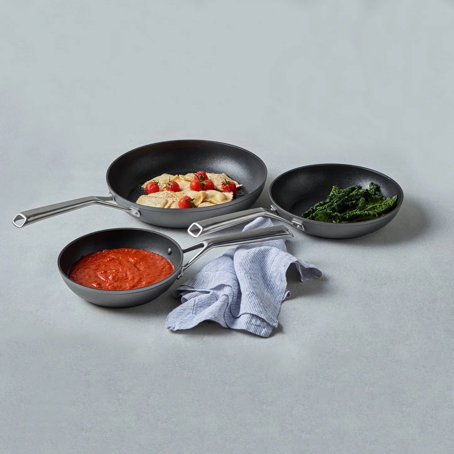 Essteele Per Bellezza Nonstick Open Skillet Triple Pack 20/24/30cm Grey