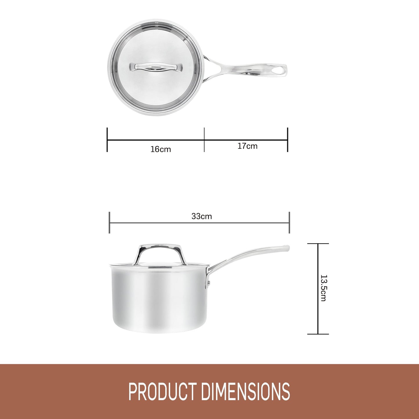 Essteele Per Sempre Clad Stainless Steel Induction Covered Saucepan 16cm/1.8L