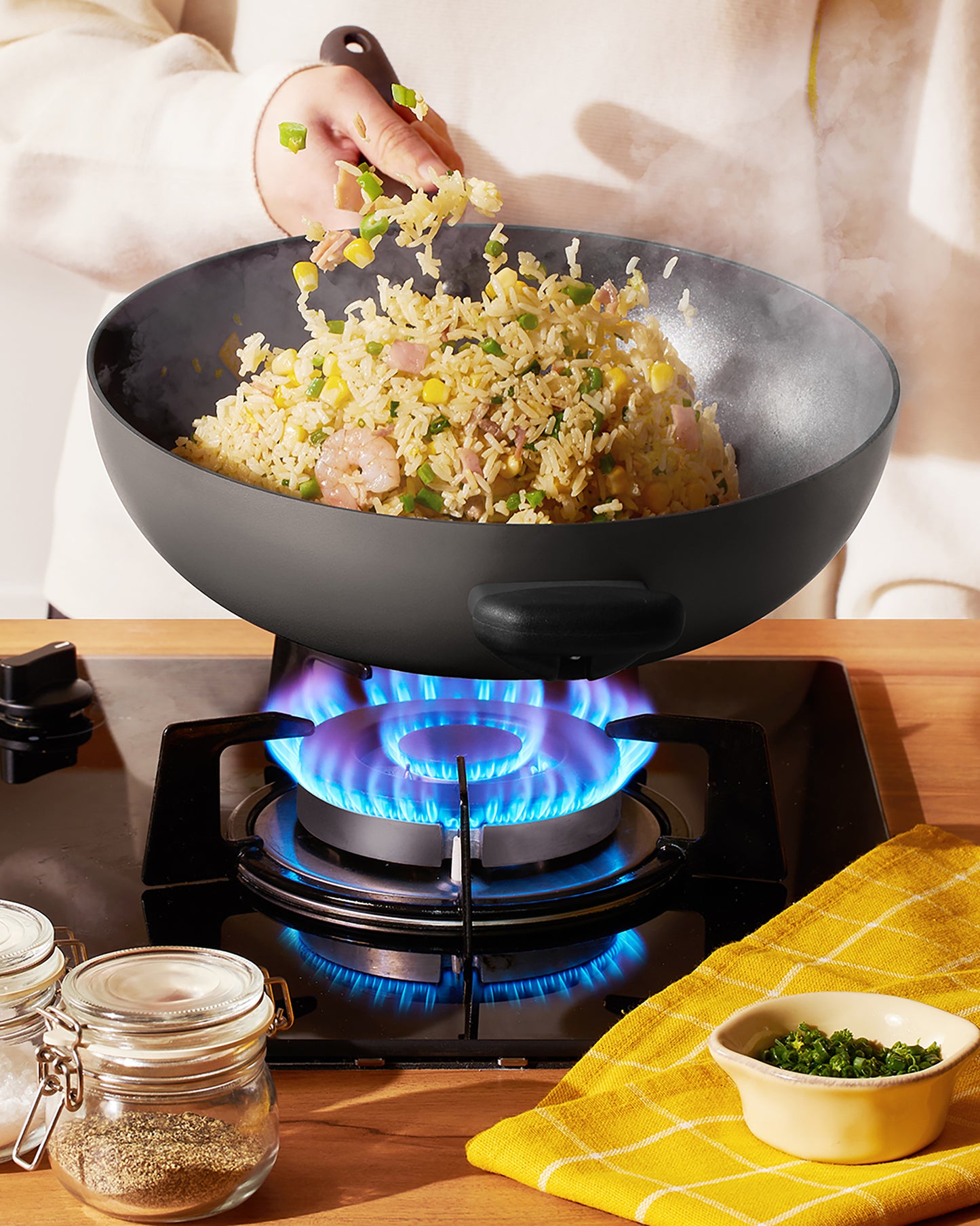 Meyer Bauhaus Series Nonstick Induction Stirfry with Glass Lid 30cm