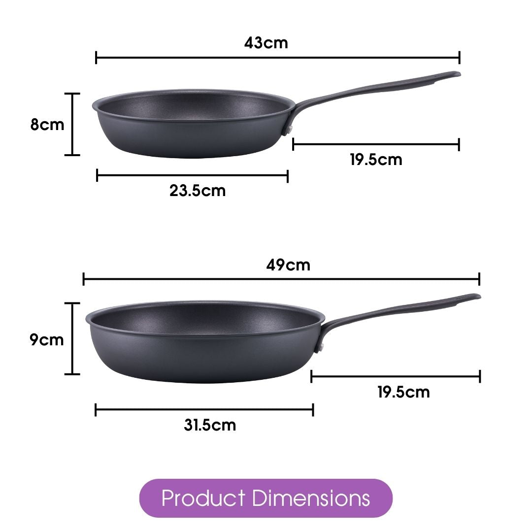RACO Eclipse Nonstick Induction Frypan Twin Pack 22/28cm Matte Black